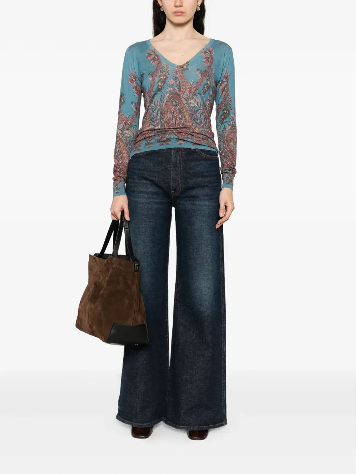 ETRO ペイズリープリントVネックトップ - 画像2