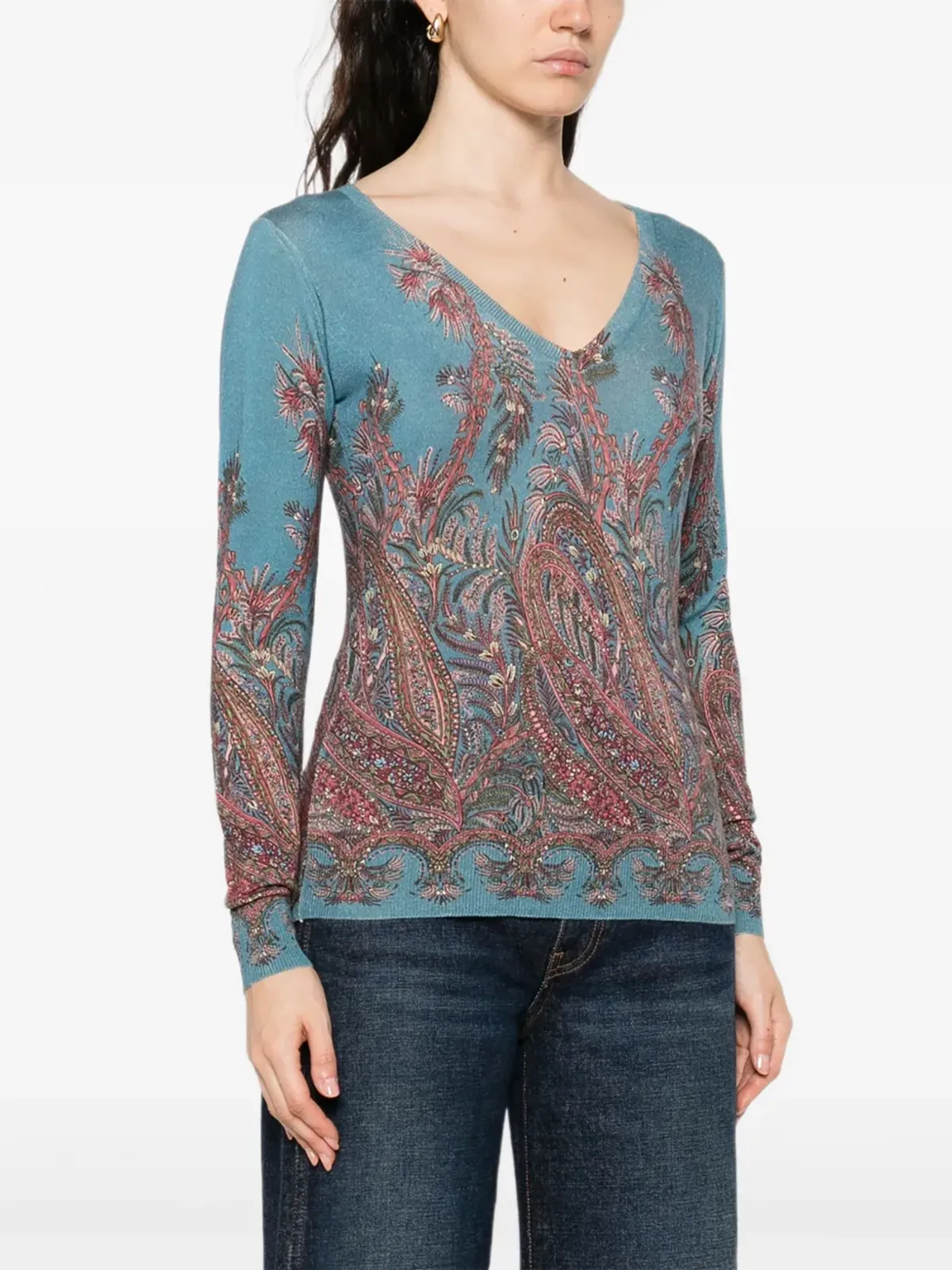 ETRO ペイズリープリントVネックトップ - 画像3