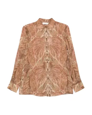 ZIMMERMANN オレンジ ペイズリープリント襟付きシャツ - サムネイル1