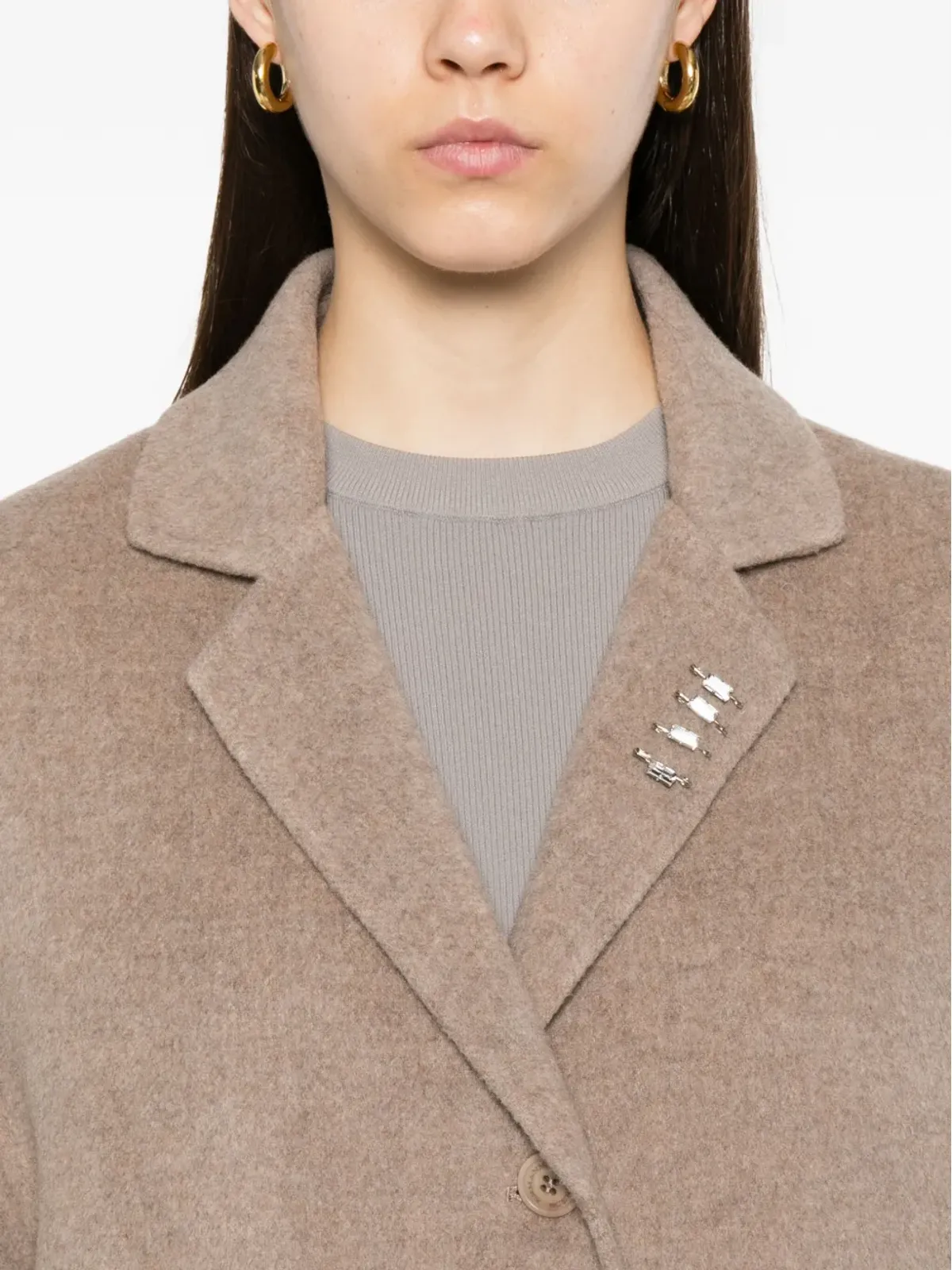 Ermanno Scervino Efezia ボタン留め ノッチドラペル フラップポケット コート - 画像5