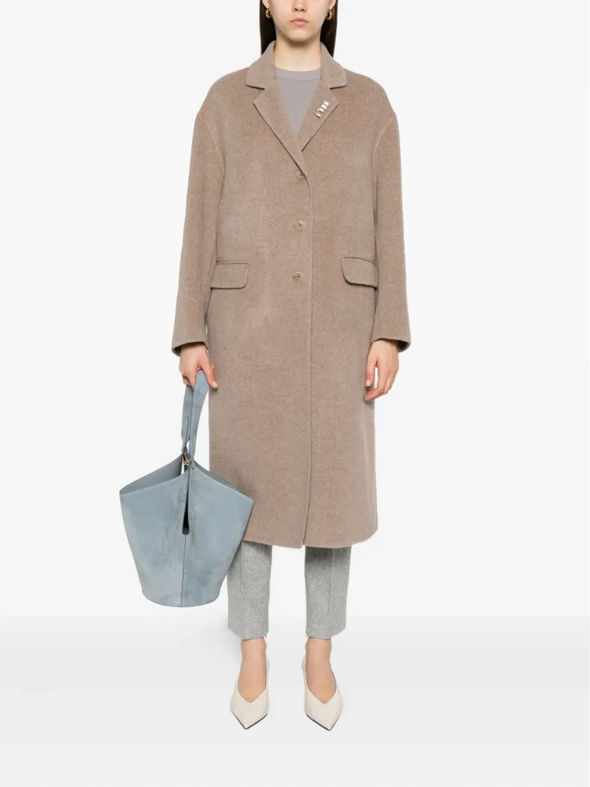 Ermanno Scervino Efezia ボタン留め ノッチドラペル フラップポケット コート - 画像2