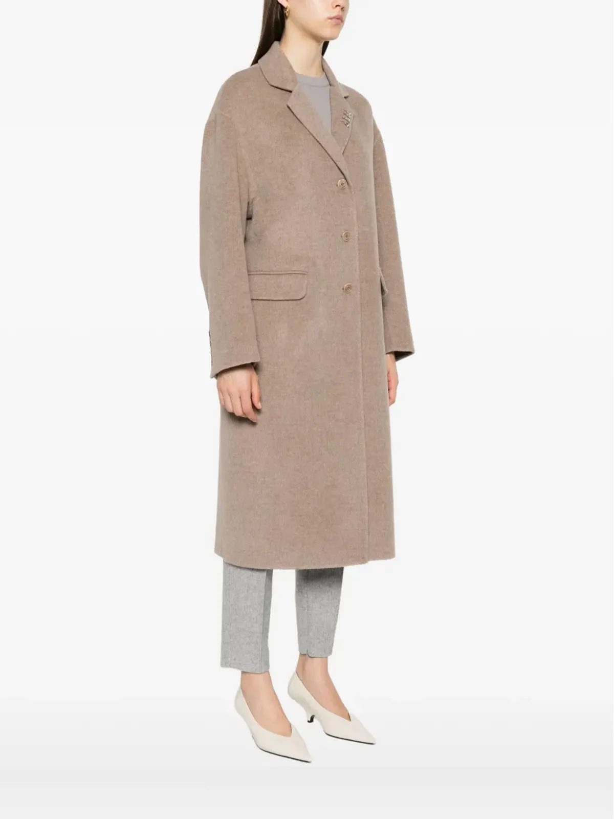 Ermanno Scervino Efezia ボタン留め ノッチドラペル フラップポケット コート - 画像3