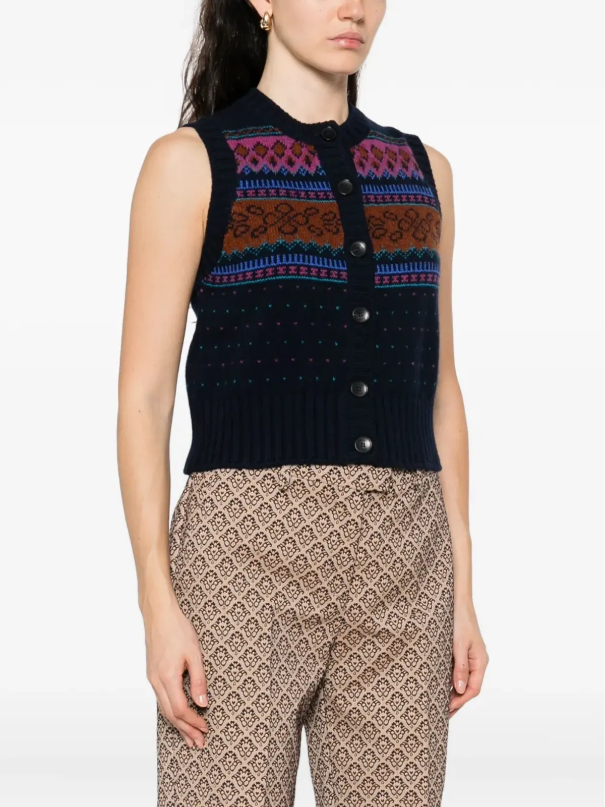 ETRO ボタン留めの柄ウールカーディガン - ブルー - 画像3