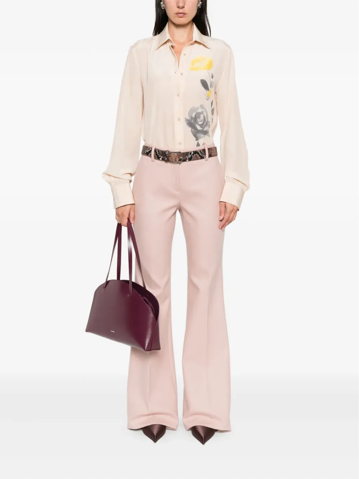 Ermanno Scervino フレアウールパンツ ピンク - 画像2
