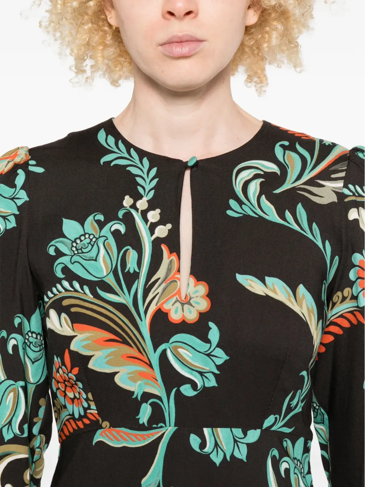 ETRO 花柄プリント長袖ドレス - 画像5