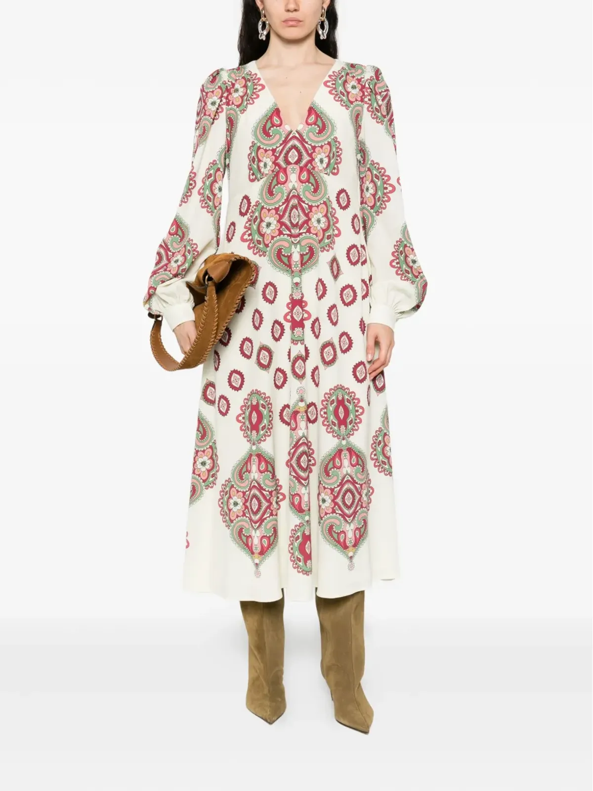 ETRO ペイズリープリント長袖ドレス - 画像2