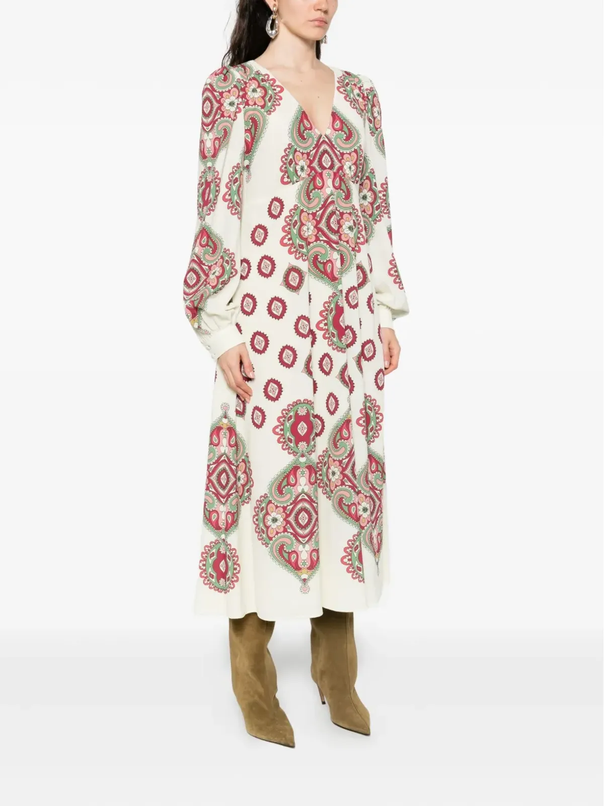 ETRO ペイズリープリント長袖ドレス - 画像3