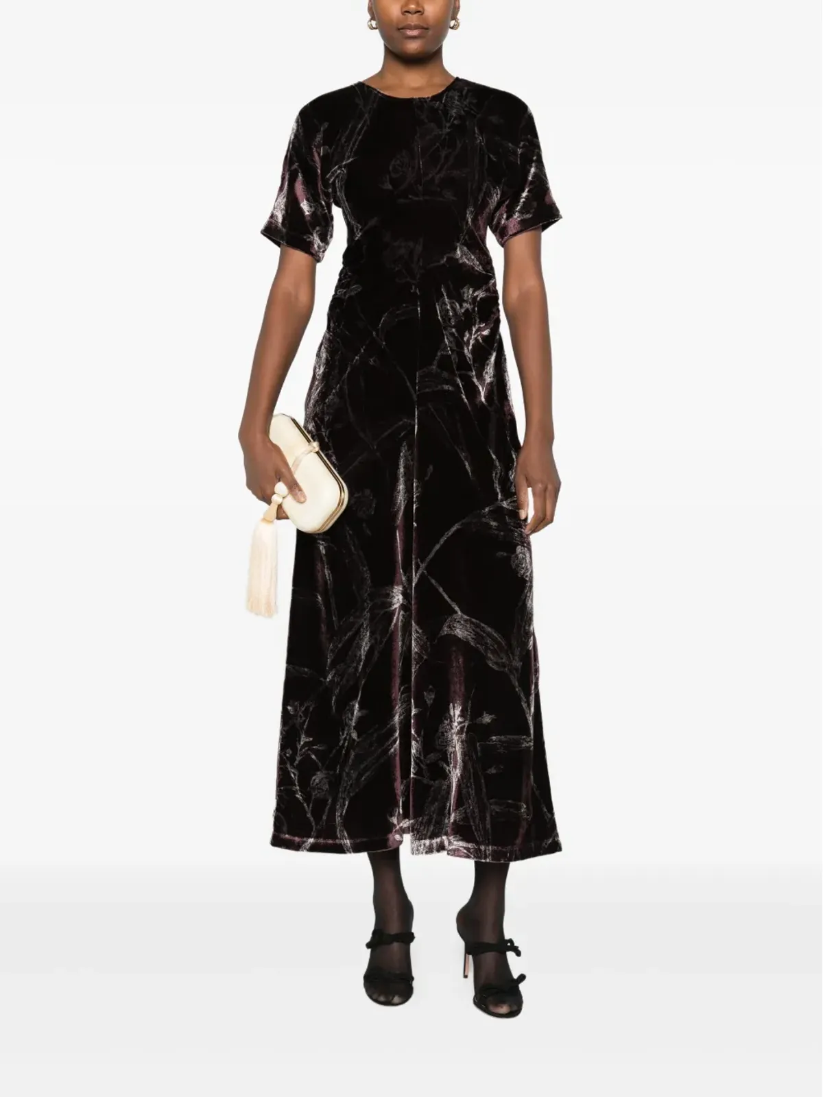 La DoubleJ velvet floral-print dress - Red - 画像2