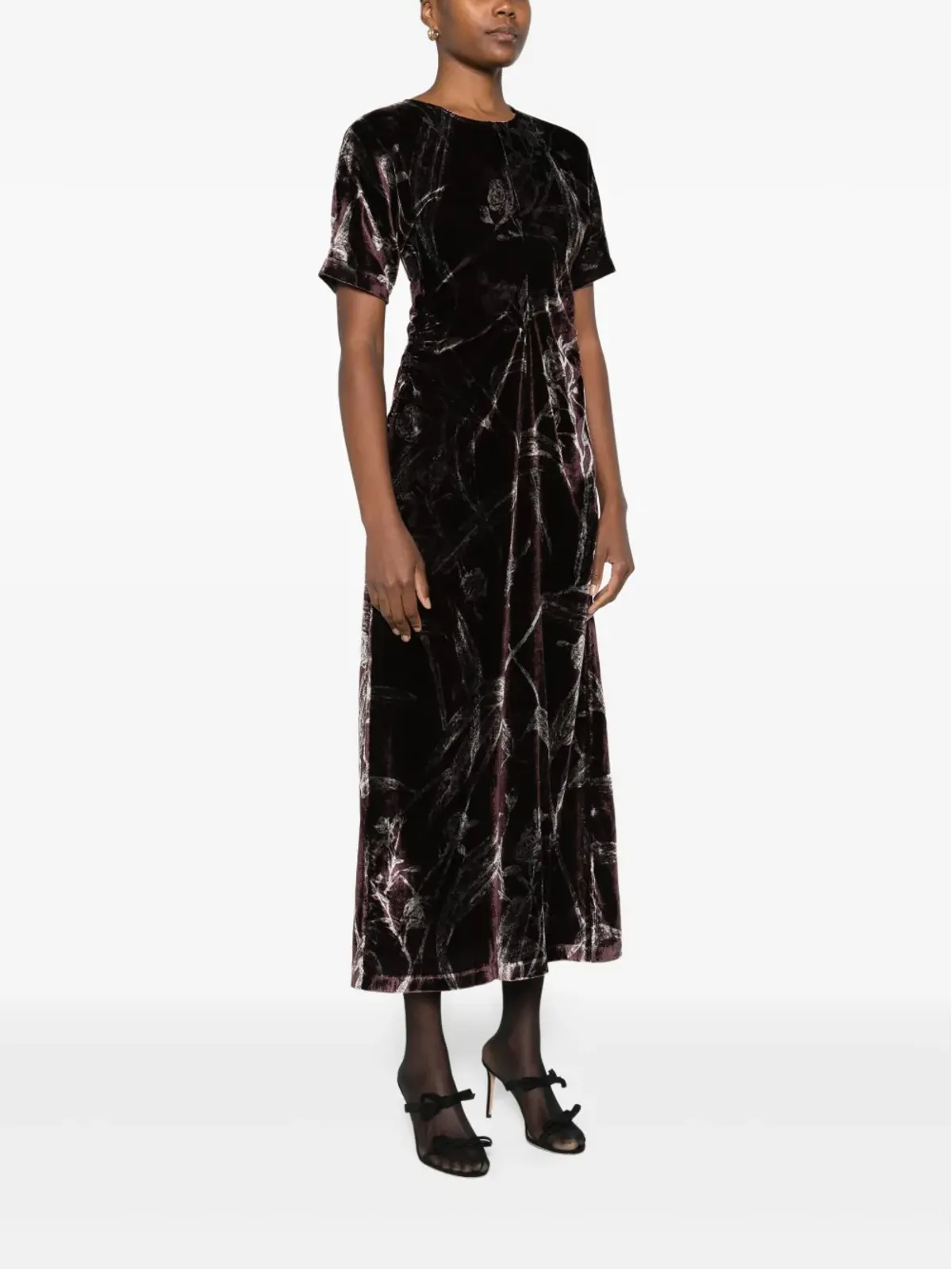 La DoubleJ velvet floral-print dress - Red - 画像3