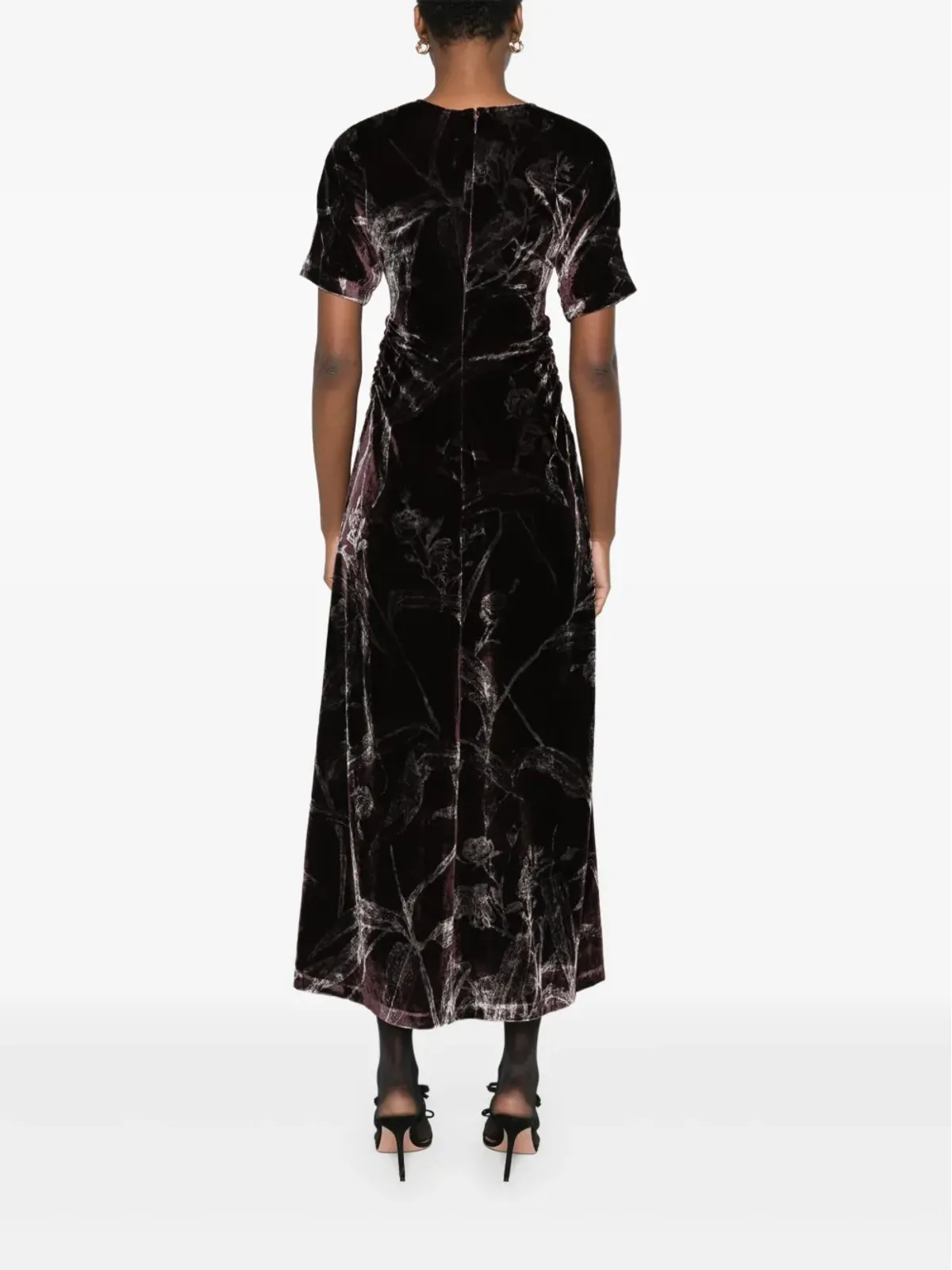 La DoubleJ velvet floral-print dress - Red - 画像4