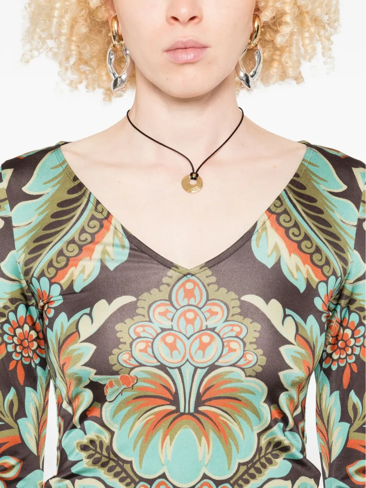 ETRO フローラルプリントベルスリーブTシャツ - 画像5