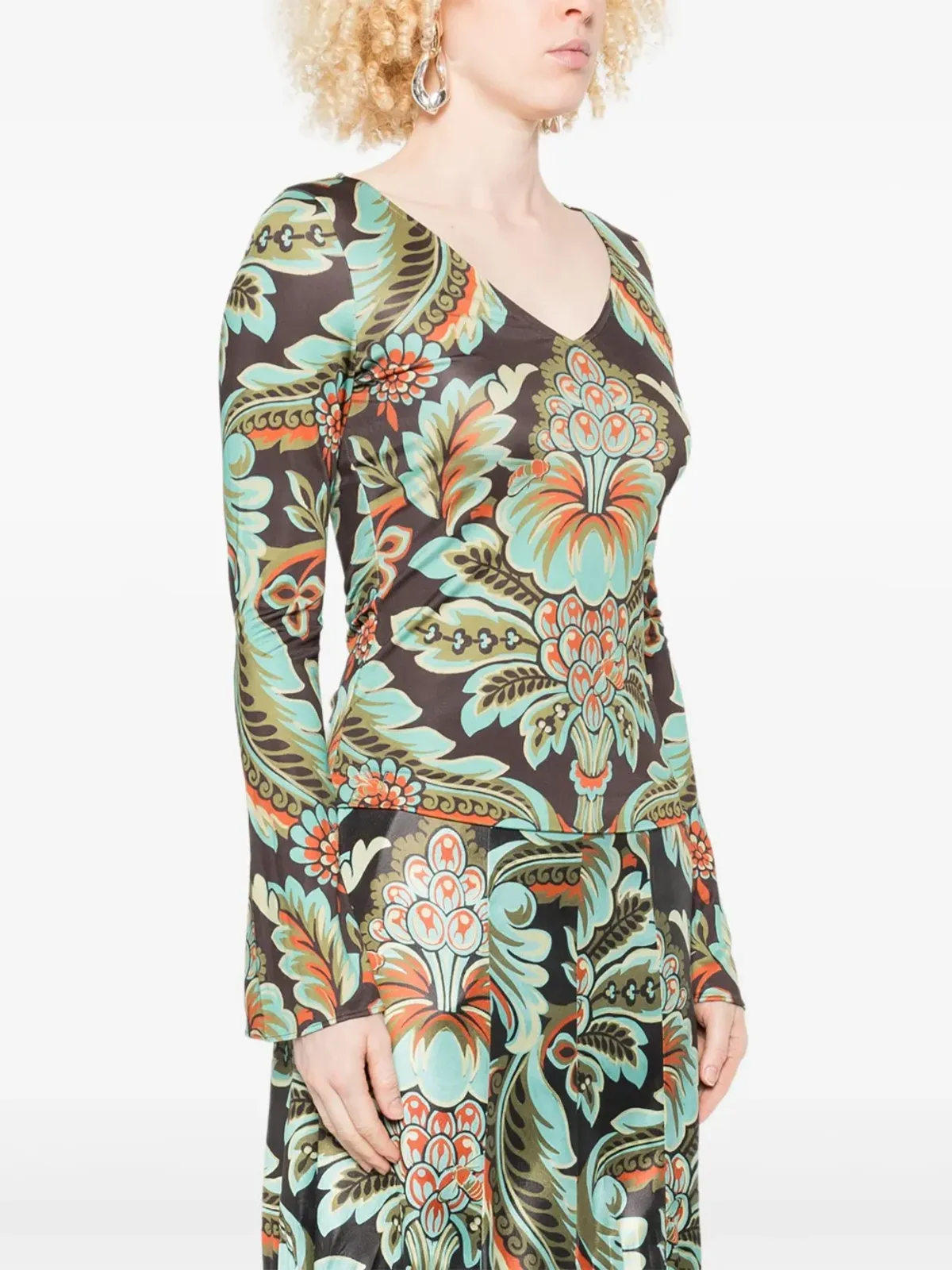 ETRO フローラルプリントベルスリーブTシャツ - 画像3