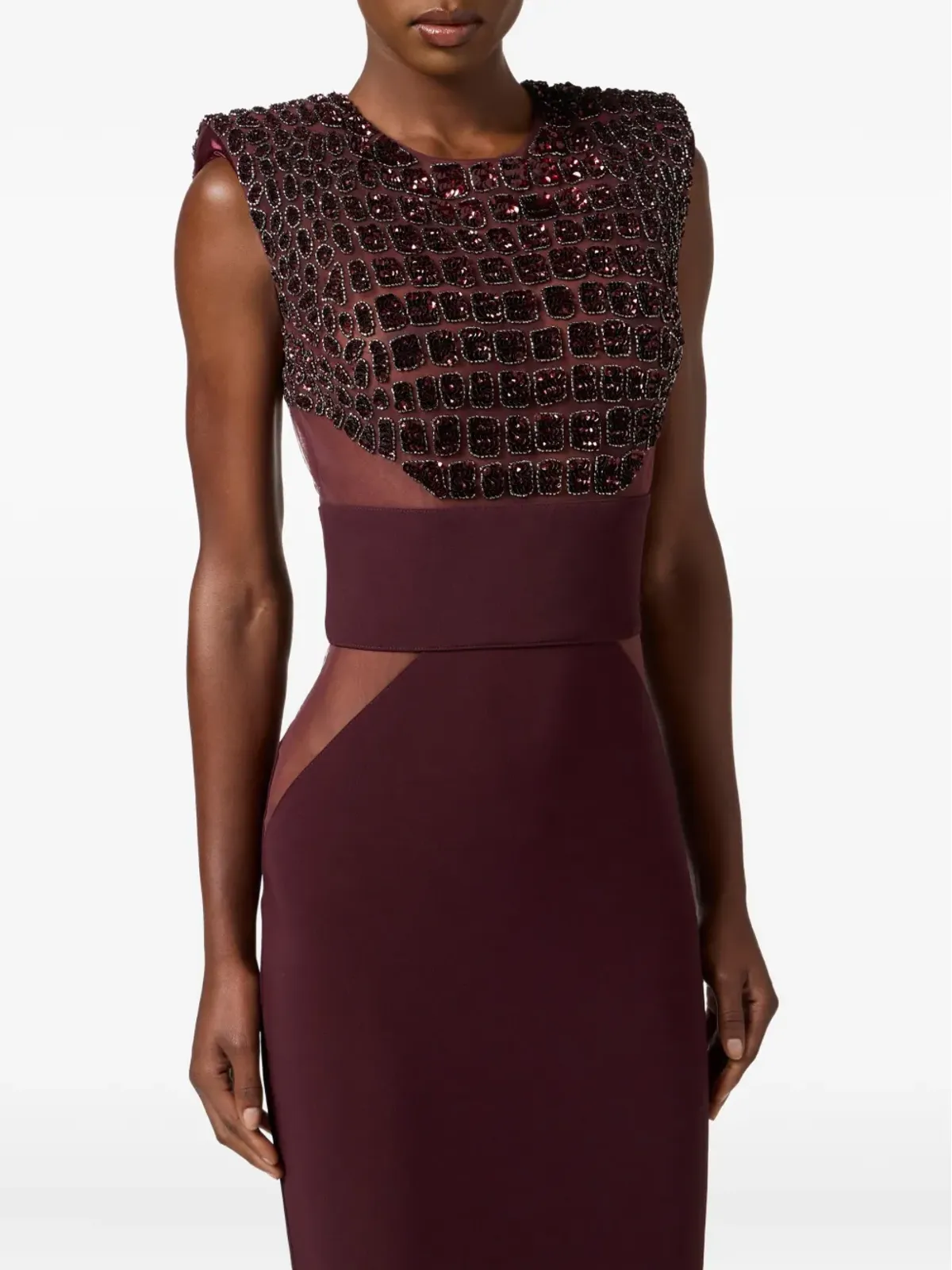Elisabetta Franchi スパンコール装飾ミディドレス - パープル - 画像4