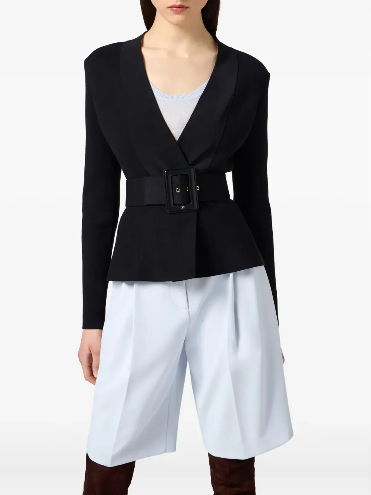 Elisabetta Franchi Vネック ベルト付き ブレザー - 画像3