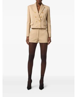 Elisabetta Franchi ゴールドボタン ガバーディンショーツ - サムネイル2