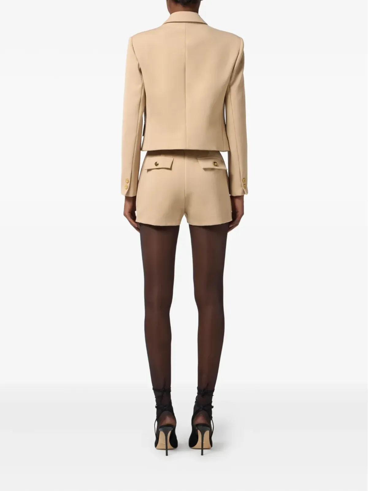 Elisabetta Franchi ゴールドボタン ガバーディンショーツ - 画像4
