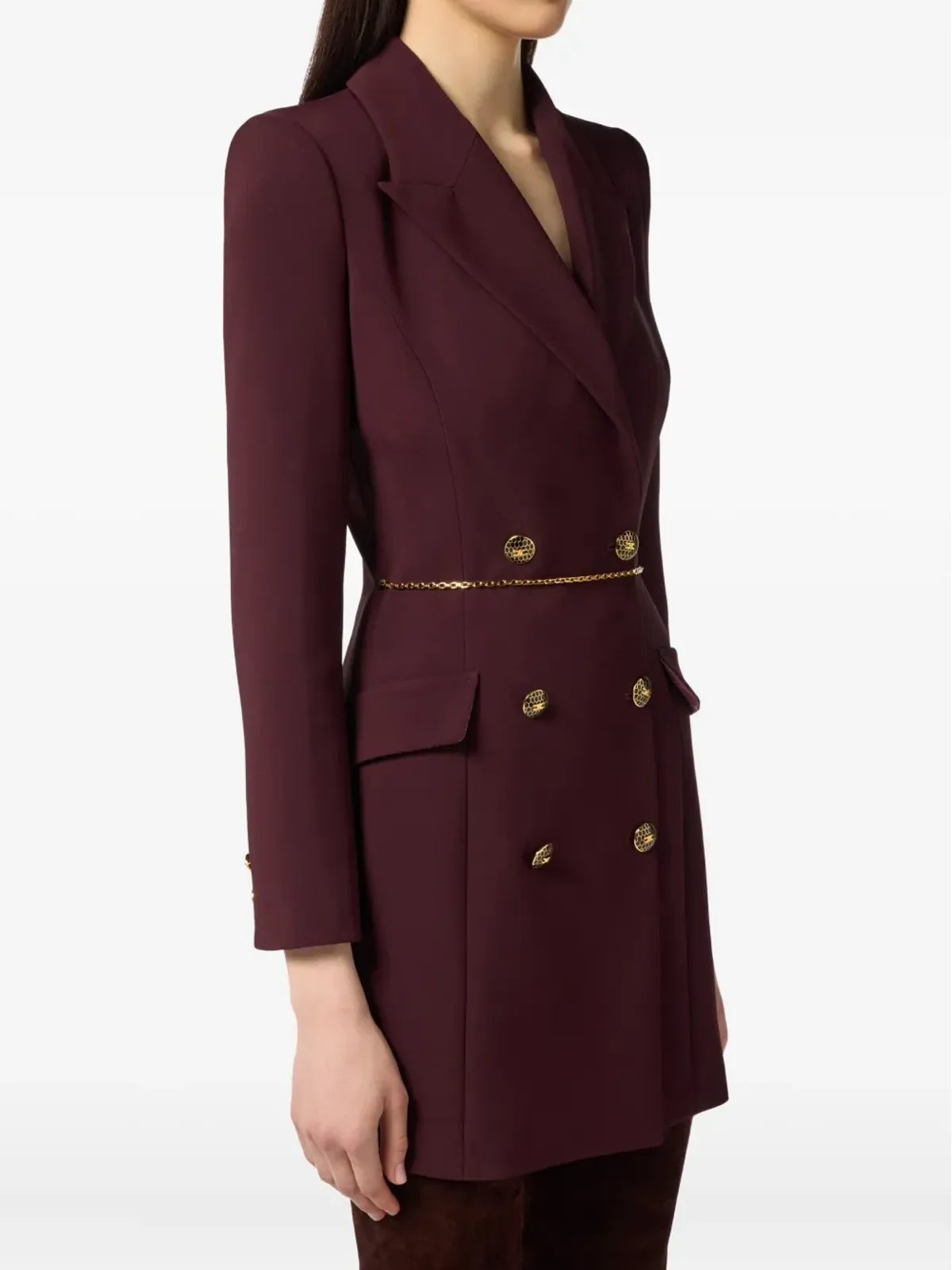 Elisabetta Franchi チェーン装飾ダブルブレストミニドレス - パープル - 画像5