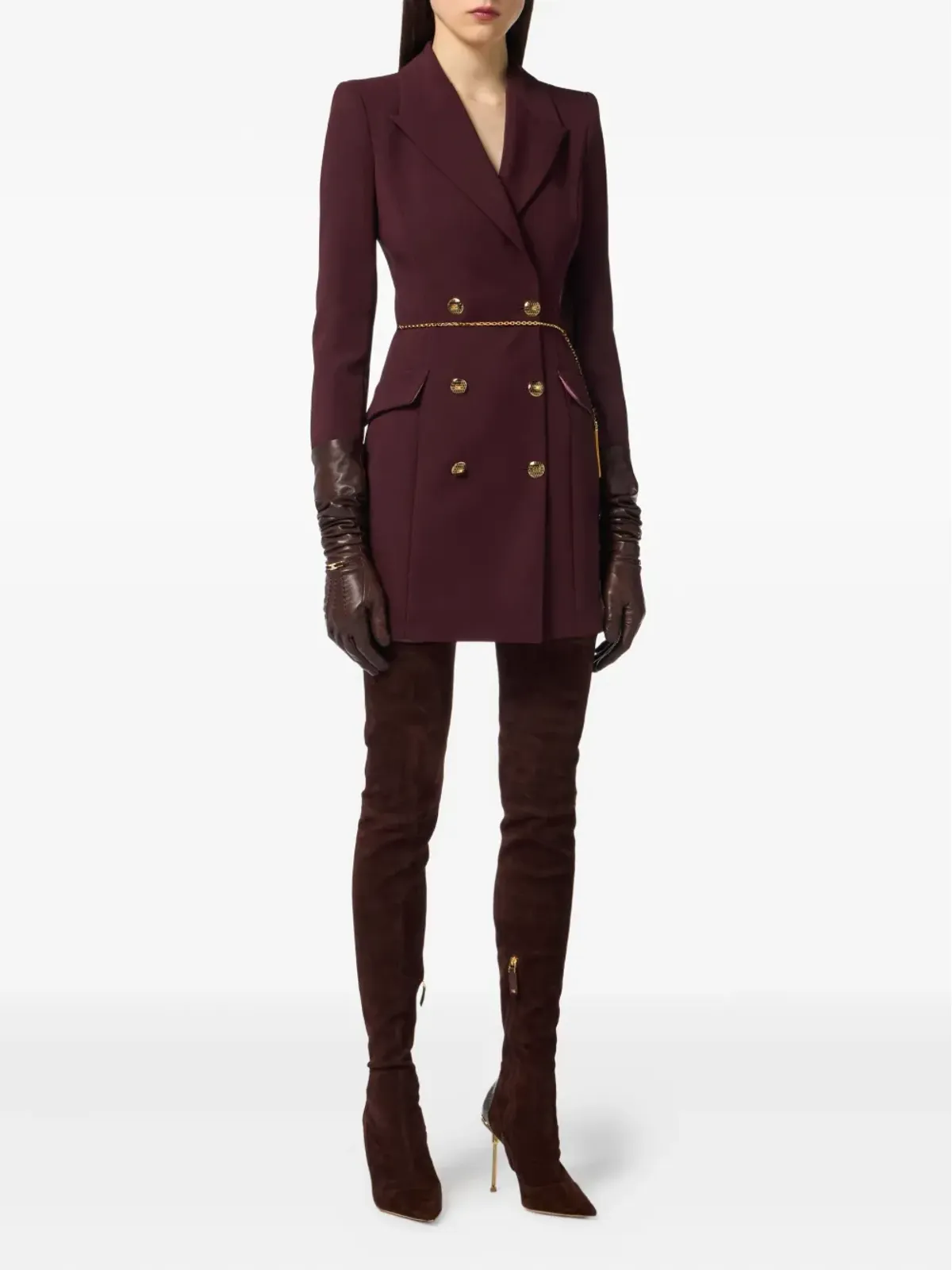 Elisabetta Franchi チェーン装飾ダブルブレストミニドレス - パープル - 画像2