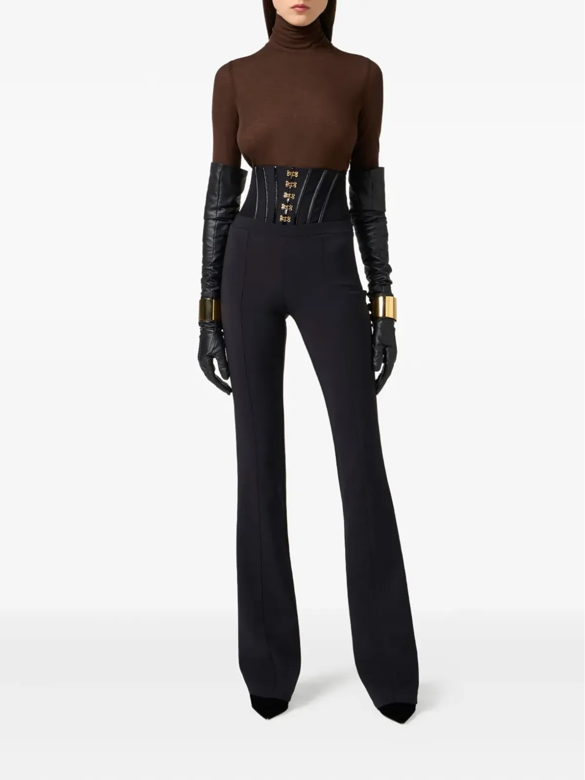 Elisabetta Franchi コルセットディテール ハイウエストパンツ - ブラック - 画像2