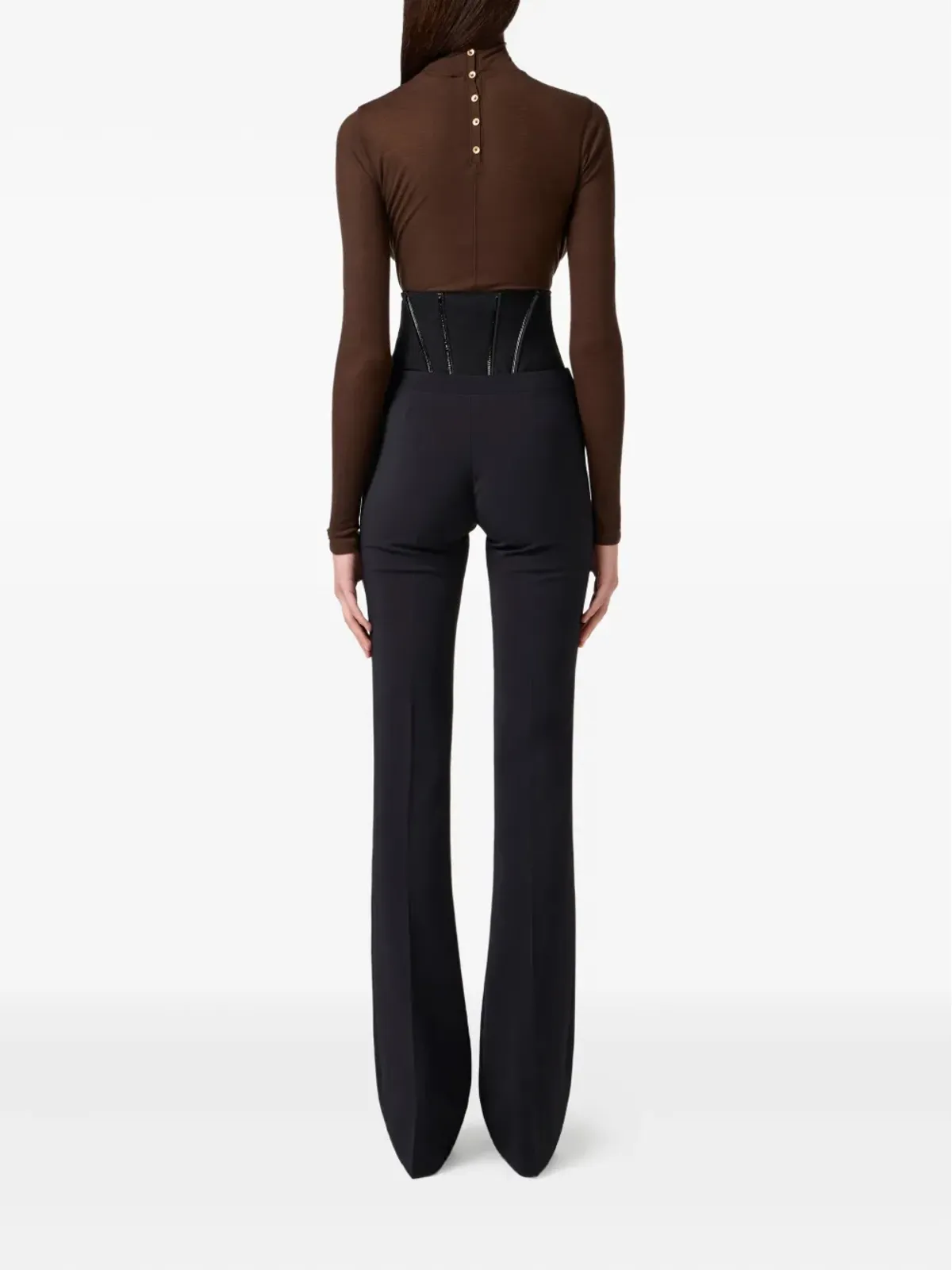 Elisabetta Franchi コルセットディテール ハイウエストパンツ - ブラック - 画像3