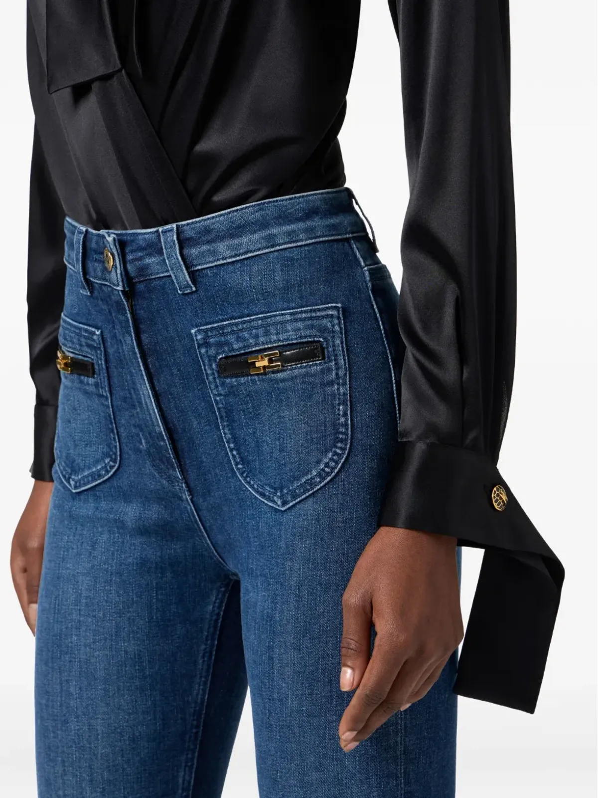 Elisabetta Franchi サテン ラップ ボディスーツ - 画像5