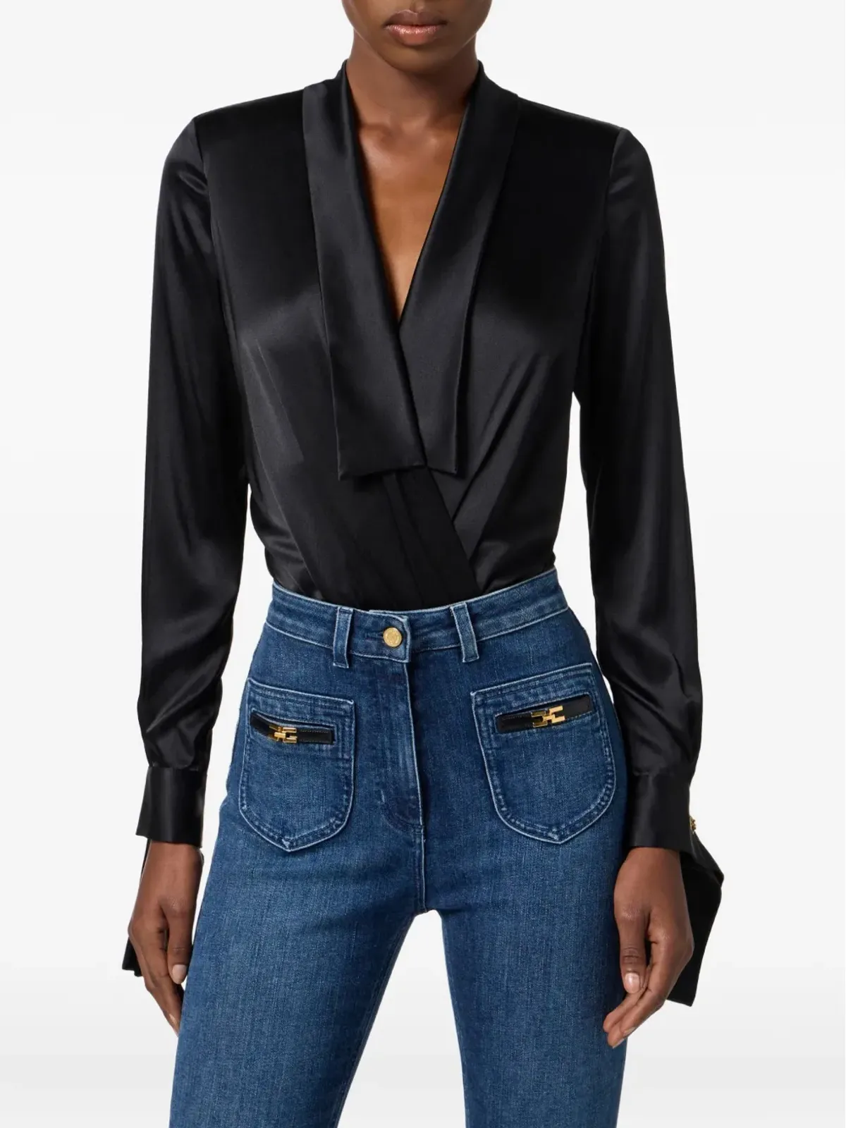 Elisabetta Franchi サテン ラップ ボディスーツ - 画像4