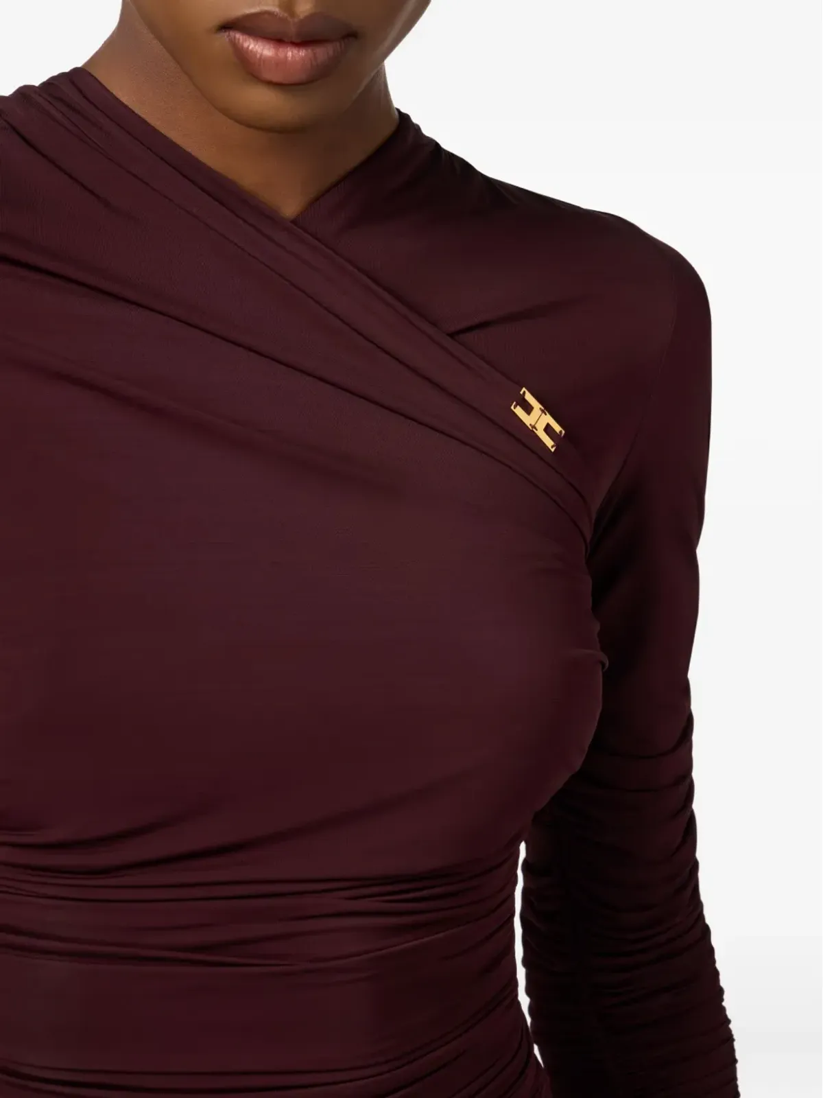 Elisabetta Franchi リュッシュミディドレス - 画像5