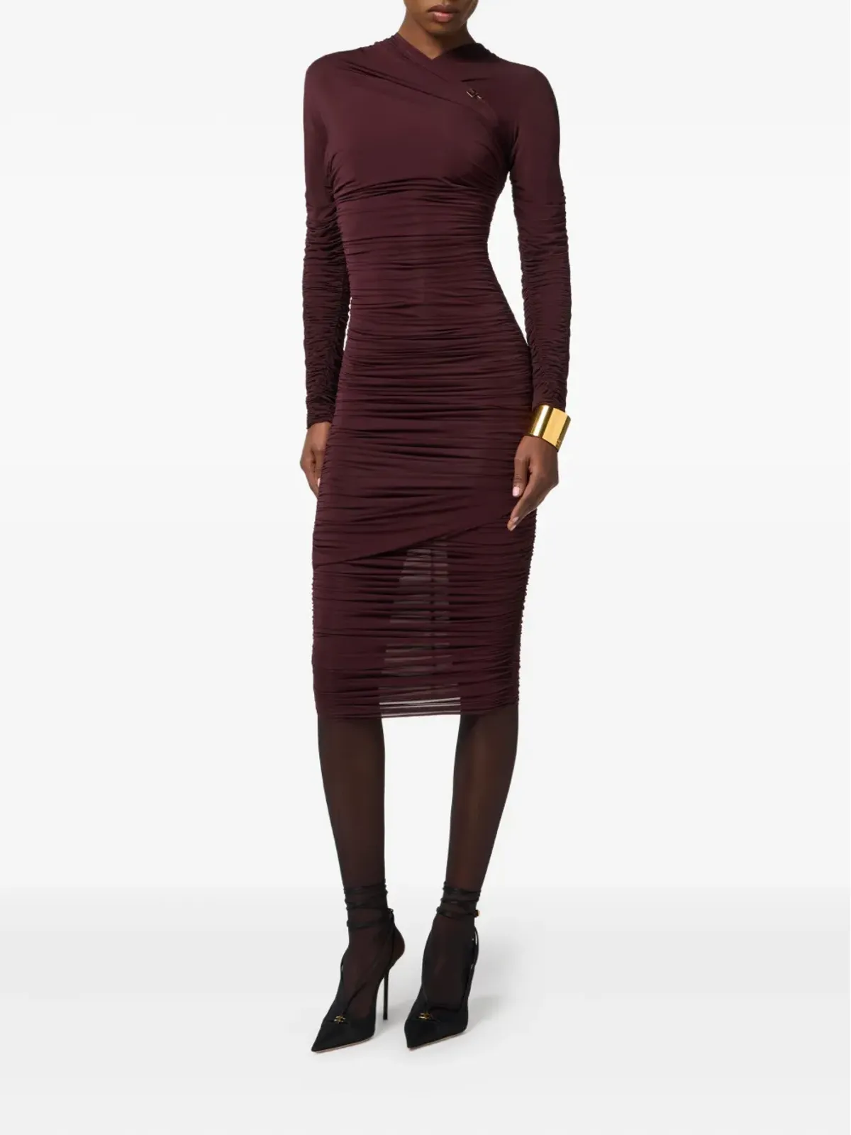Elisabetta Franchi リュッシュミディドレス - 画像2