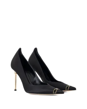 Elisabetta Franchi ポインテッドトゥ サテンパンプス - ブラック - サムネイル2