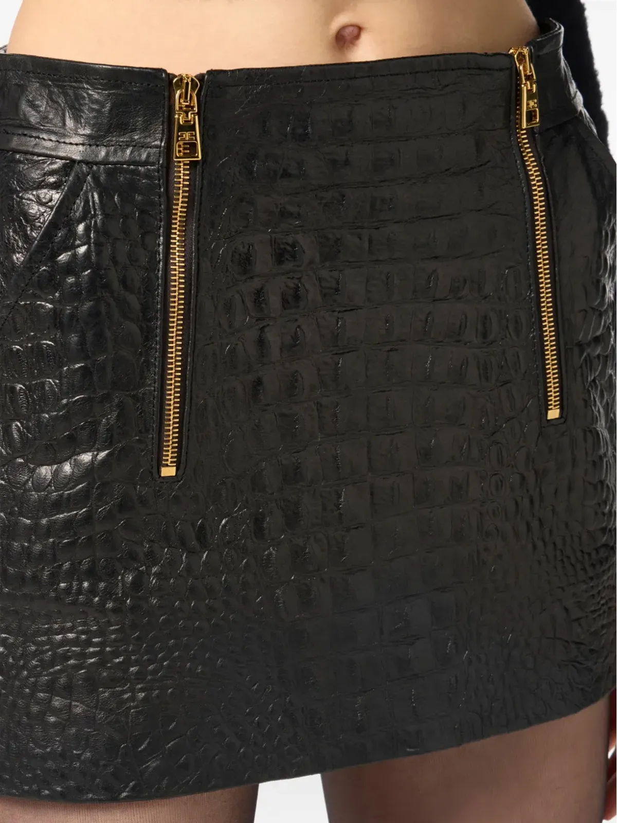 Elisabetta Franchi クロコダイルエフェクト ジップディテール ミニスカート - ブラック - 画像5