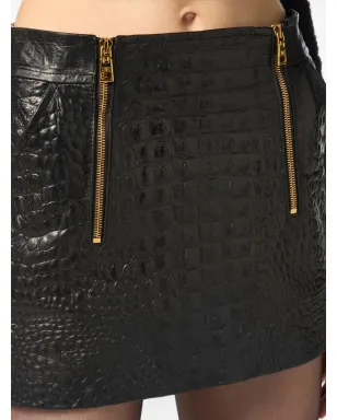 Elisabetta Franchi クロコダイルエフェクト ジップディテール ミニスカート - ブラック - サムネイル5