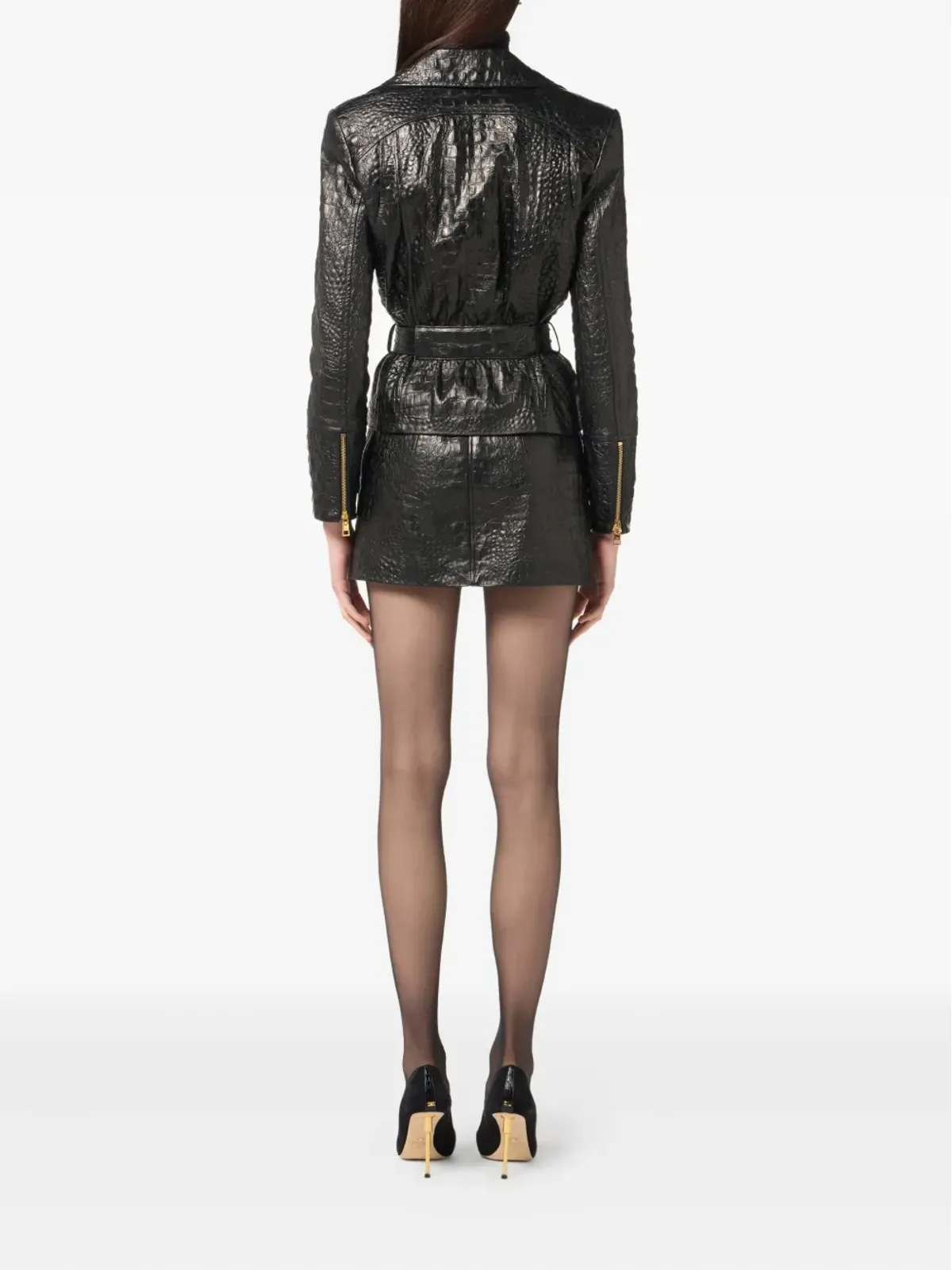 Elisabetta Franchi クロコダイルエフェクト ジップディテール ミニスカート - ブラック - 画像4