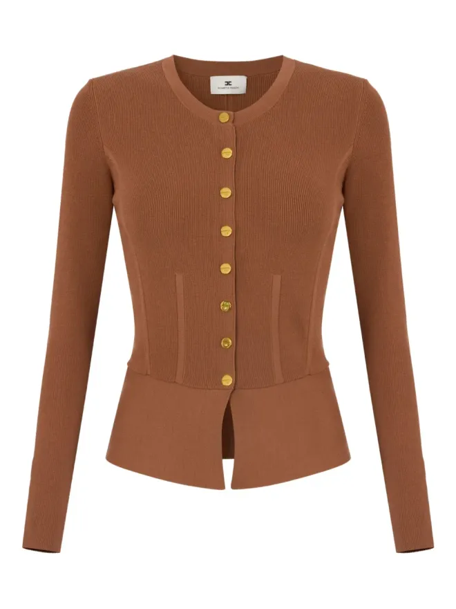 Elisabetta Franchi Elisabetta Franchi リブ編み ジュエルボタン カーディガン - ブラウンの商品画像