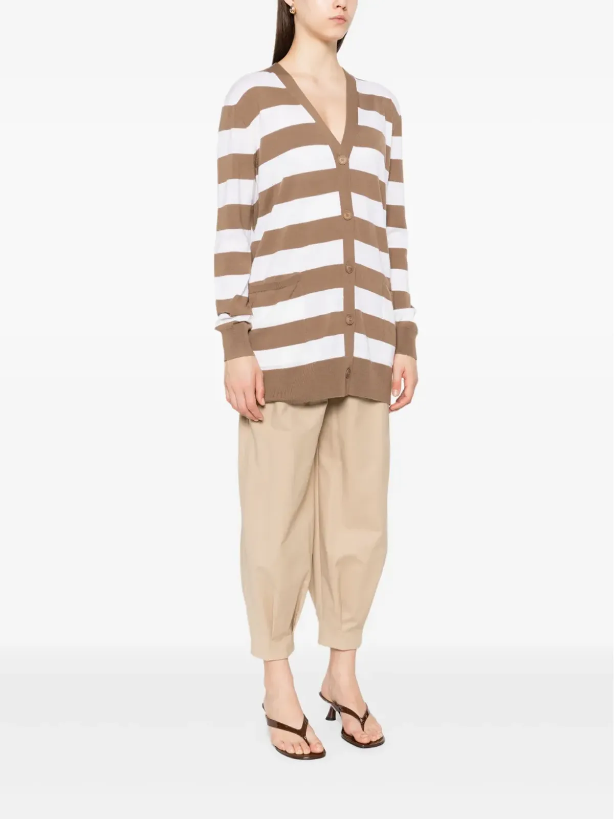 Max Mara ストライプ柄カーディガン - ブラウン - 画像3