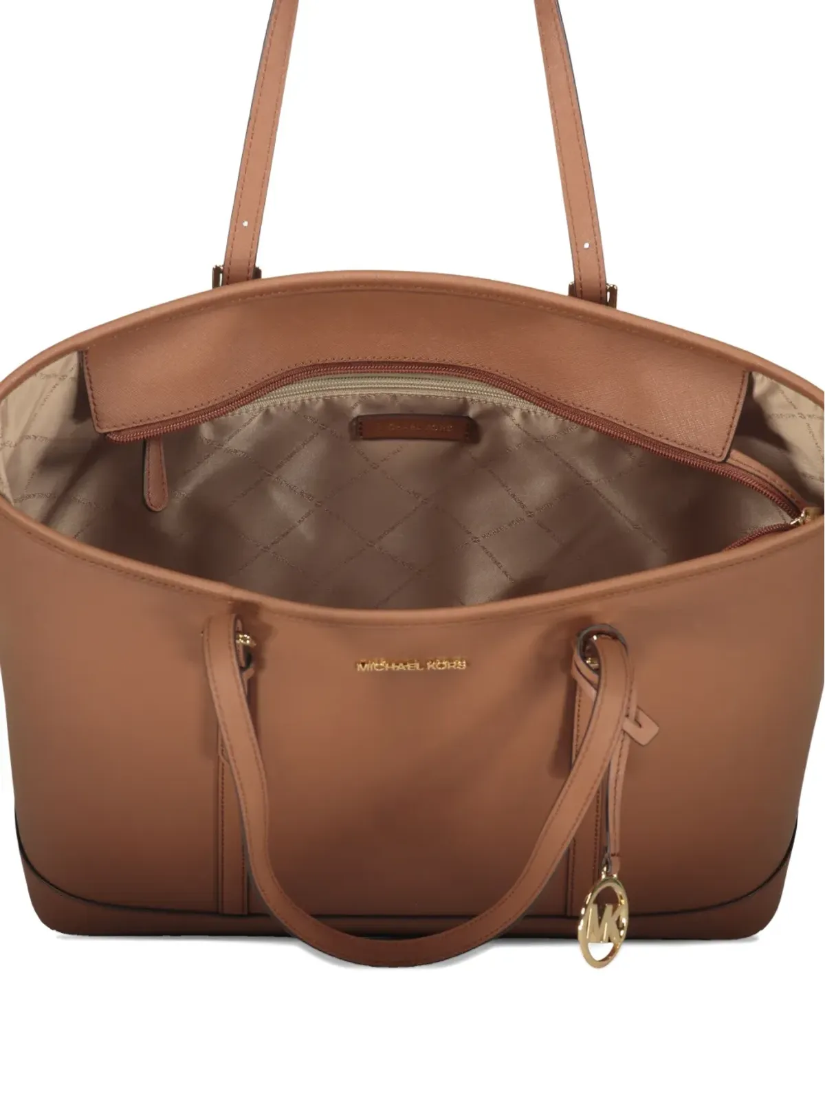 Michael Kors Jet Set トップジップ レザートートバッグ ブラウン - 画像4