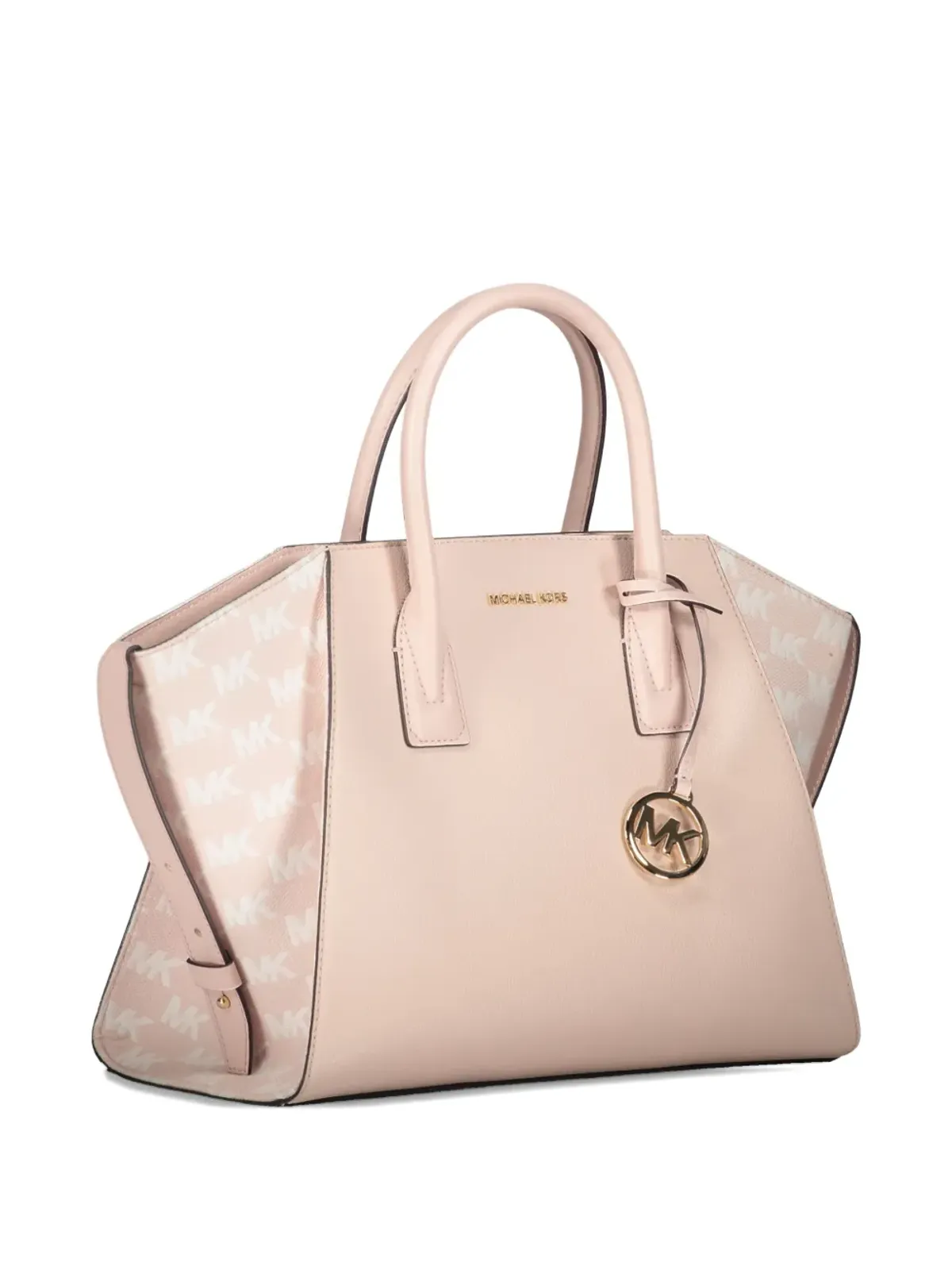 Michael Kors Avril ロゴプレート付き レザートートバッグ ピンク - 画像3