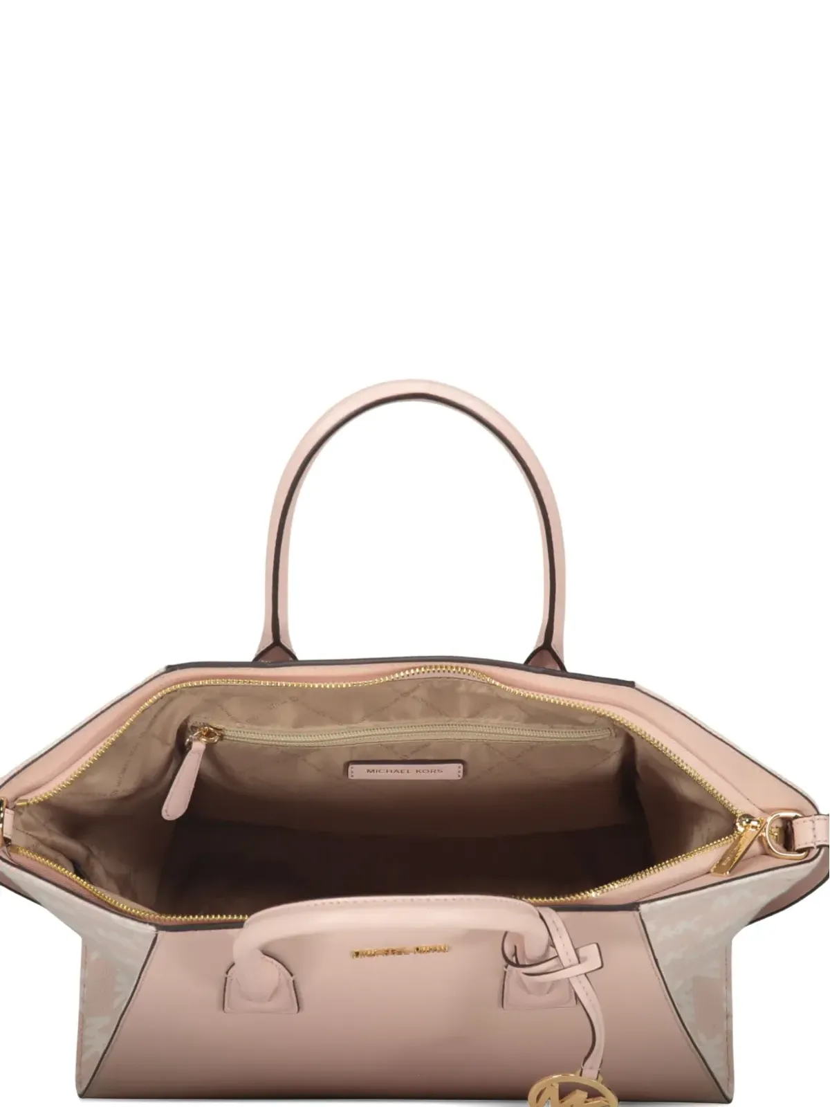 Michael Kors Avril ロゴプレート付き レザートートバッグ ピンク - 画像4