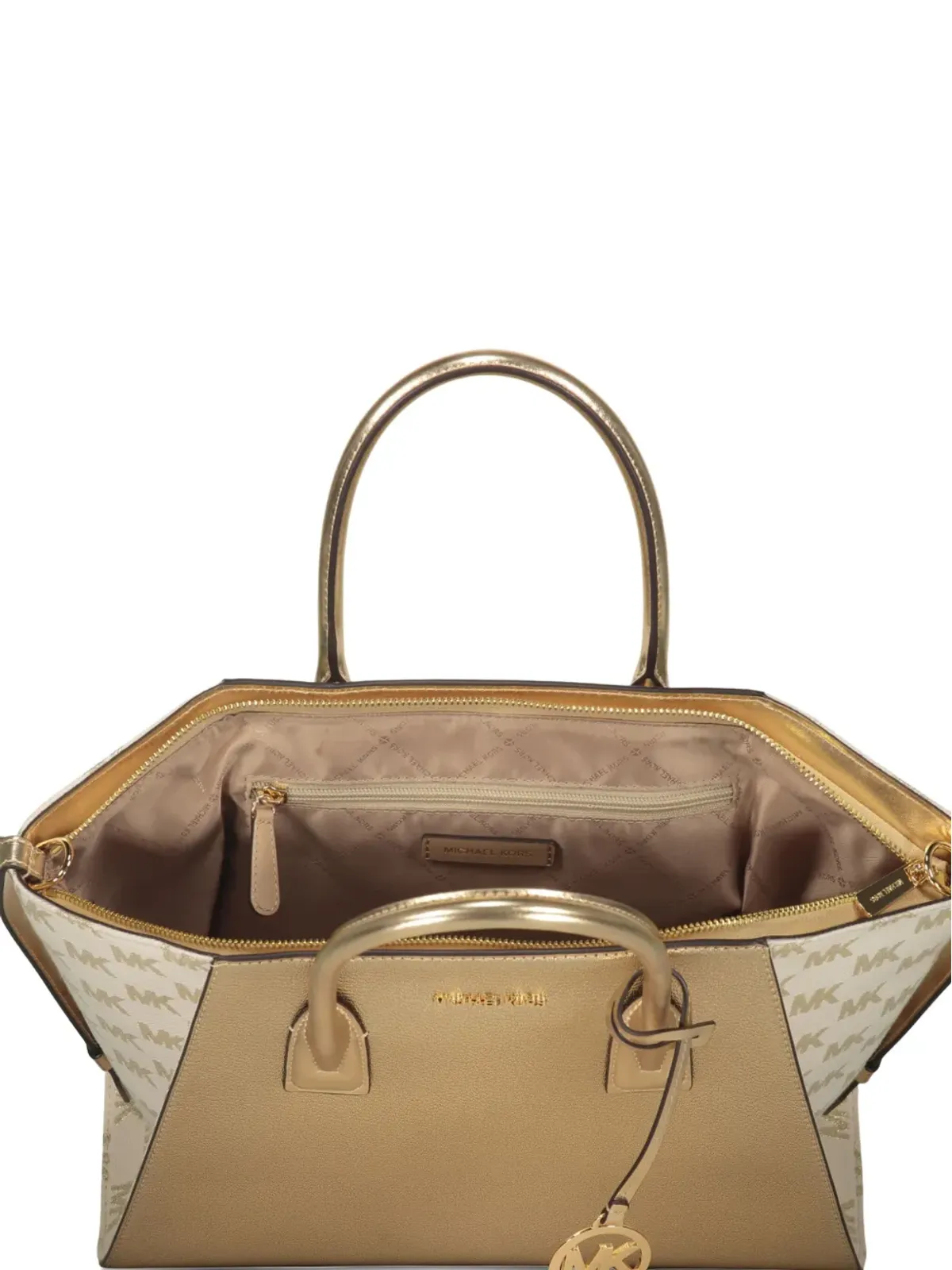 Michael Kors アヴリル メタリックレザー ロゴ トートバッグ - イエロー - 画像4