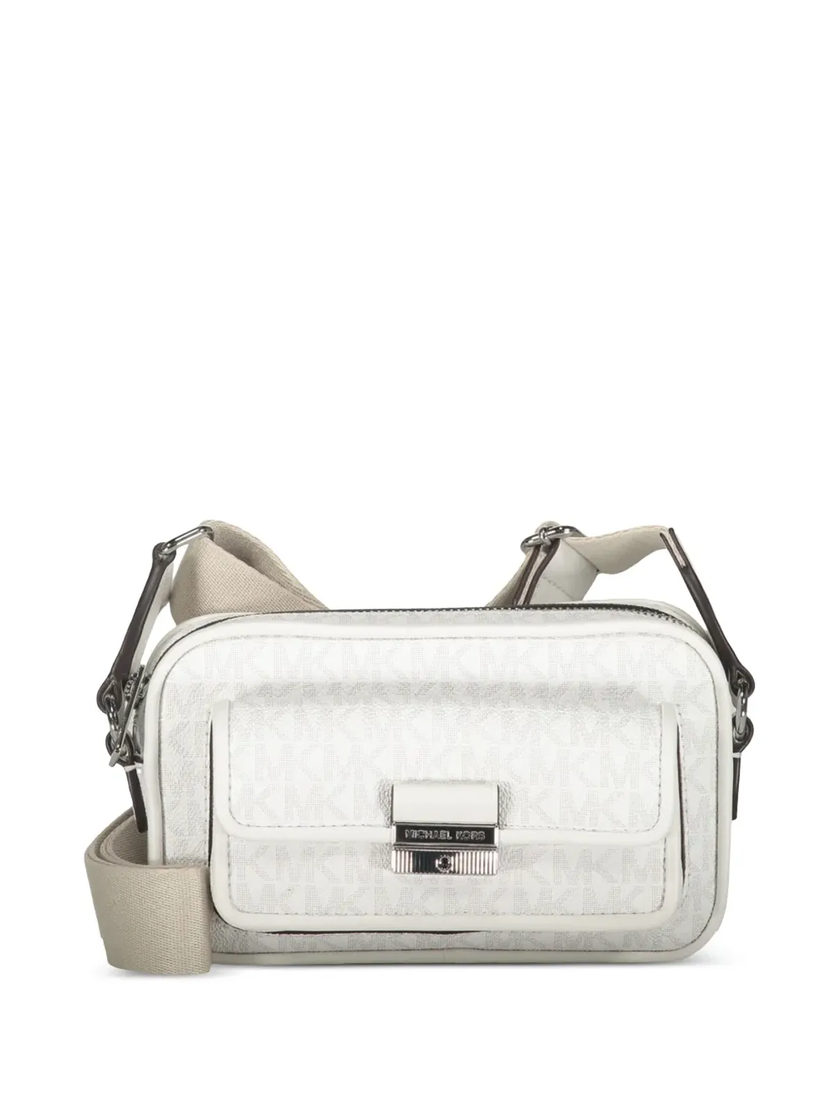 Michael Kors Bradshaw monogram flap-pocket shoulder bag - White - 画像5