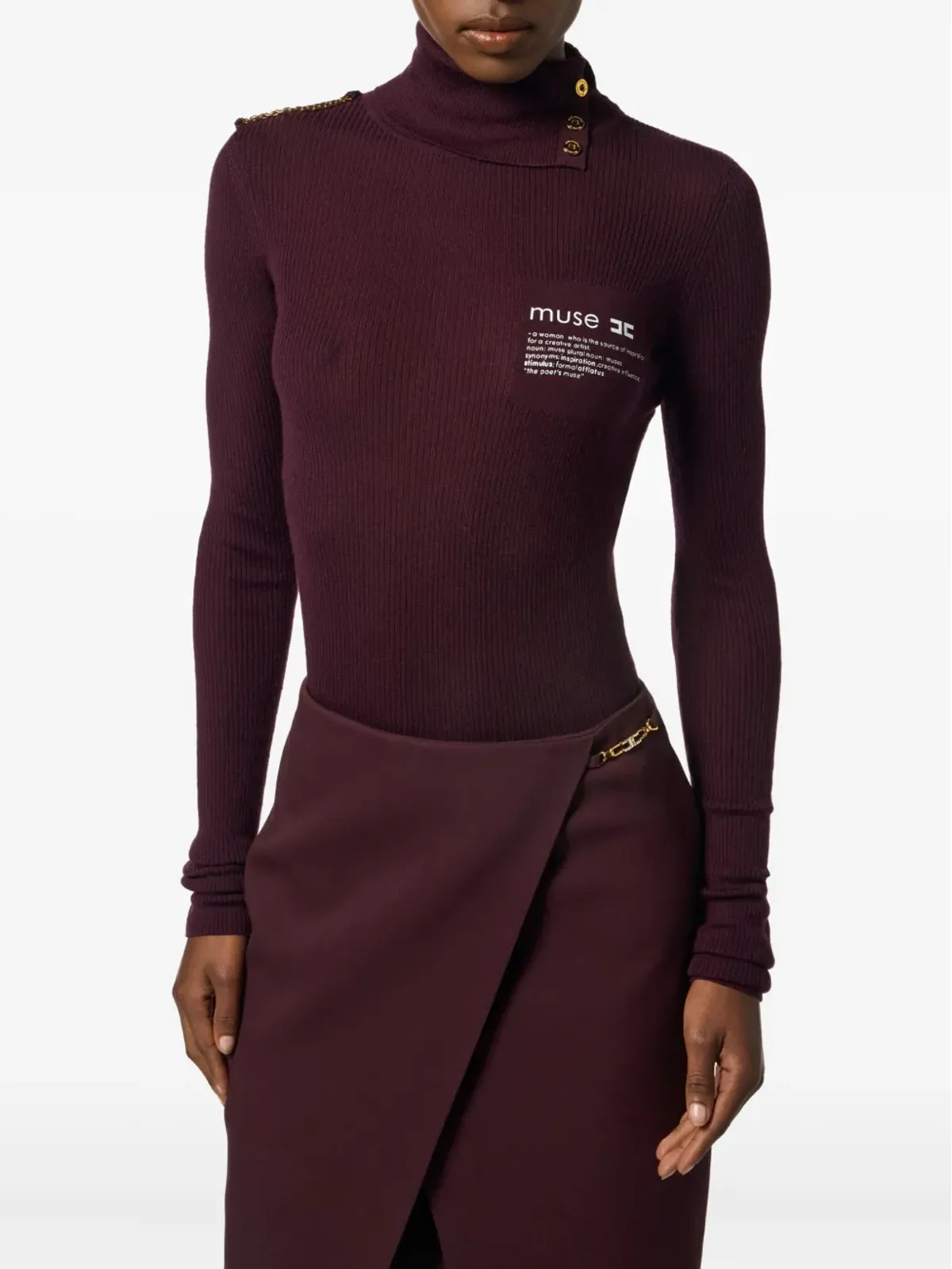 Elisabetta Franchi リブ編みタートルネックセーター - 画像3