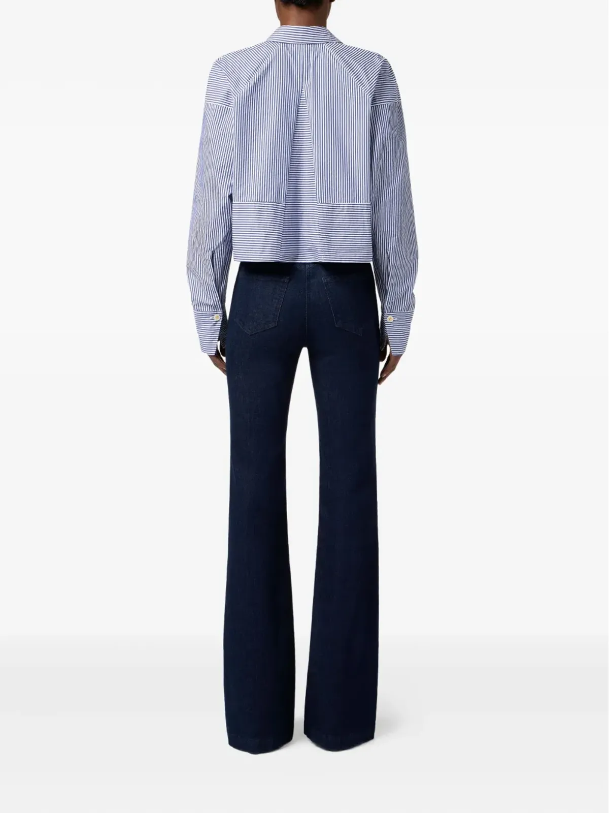 Elisabetta Franchi ストライプ柄クロップドシャツ - 画像3