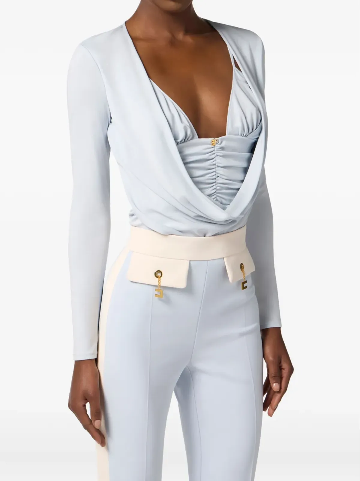 Elisabetta Franchi ドレープディテールの長袖ブラウス - 画像4