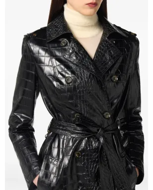 Elisabetta Franchi クロコダイルエフェクト ダブルブレスト トレンチコート - サムネイル4