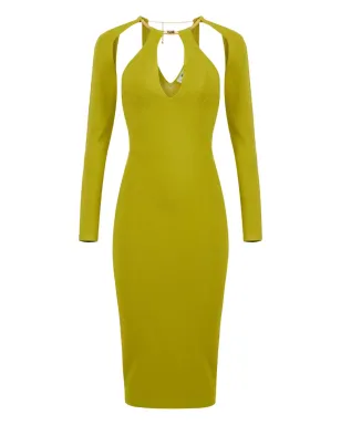 Elisabetta Franchi ロゴネックレス カットアウト ドレス（グリーン） - サムネイル1