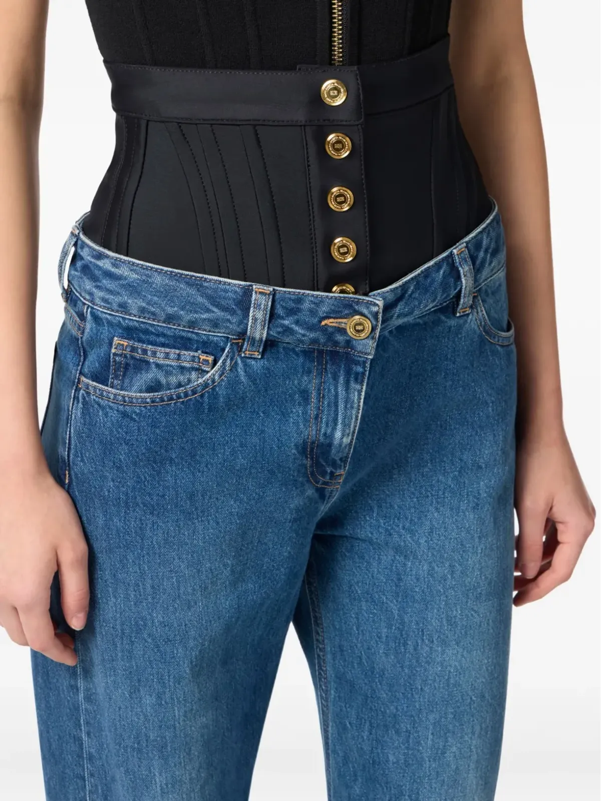 Elisabetta Franchi コルセットウエストバンドジーンズ - 画像5