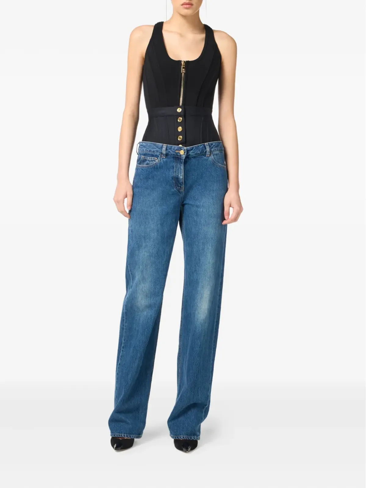 Elisabetta Franchi コルセットウエストバンドジーンズ - 画像2