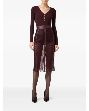 Elisabetta Franchi レース配色ミディスカート - サムネイル2
