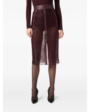 Elisabetta Franchi レース配色ミディスカート - サムネイル3