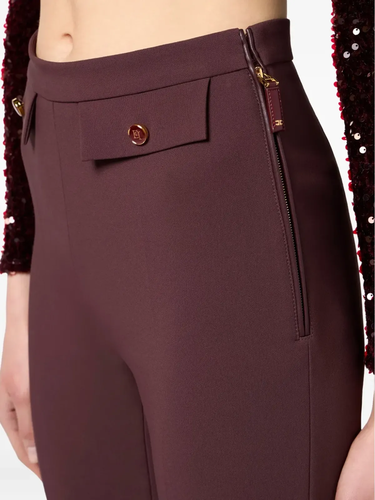 Elisabetta Franchi ダブルクレープジップトラウザー - 画像5