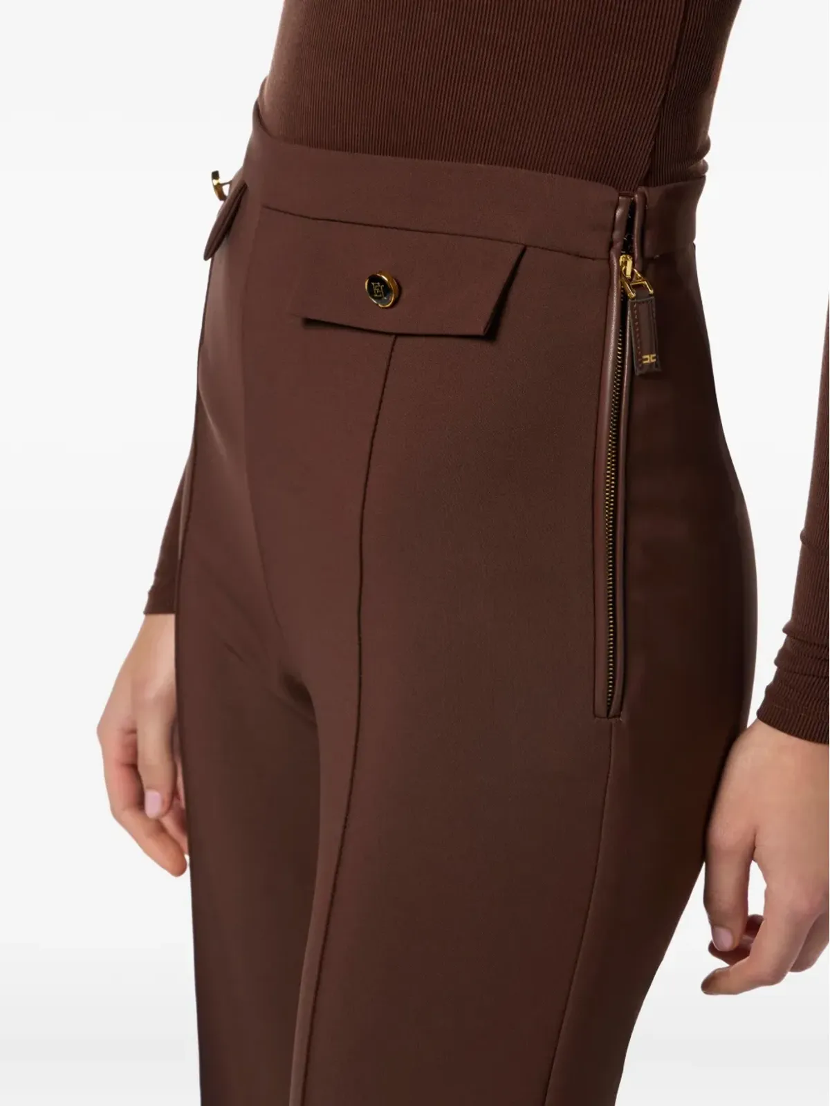 Elisabetta Franchi ボタンディテール フレアパンツ - 画像5